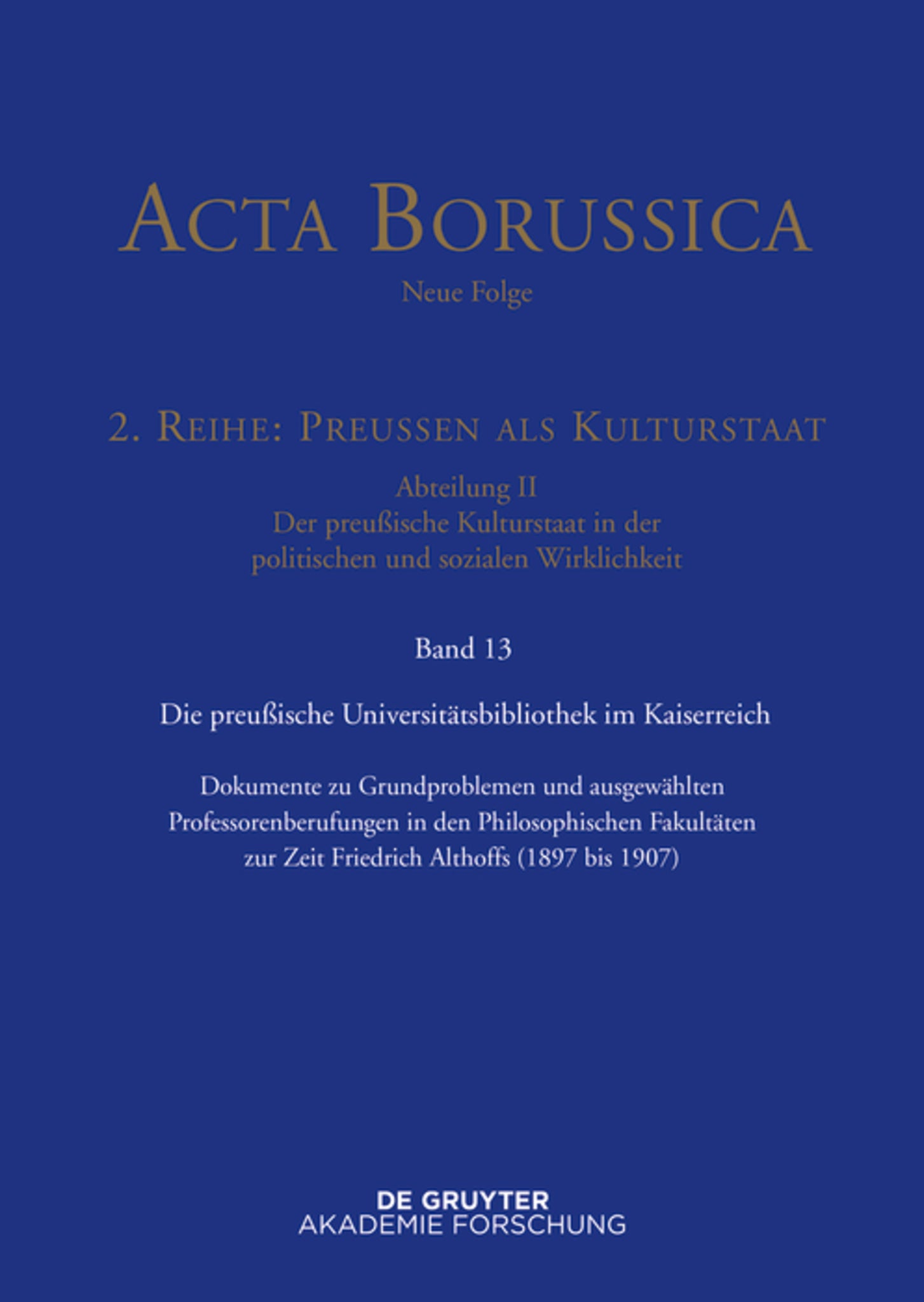 Preußische Universitätspolitik im Deutschen Kaiserreich